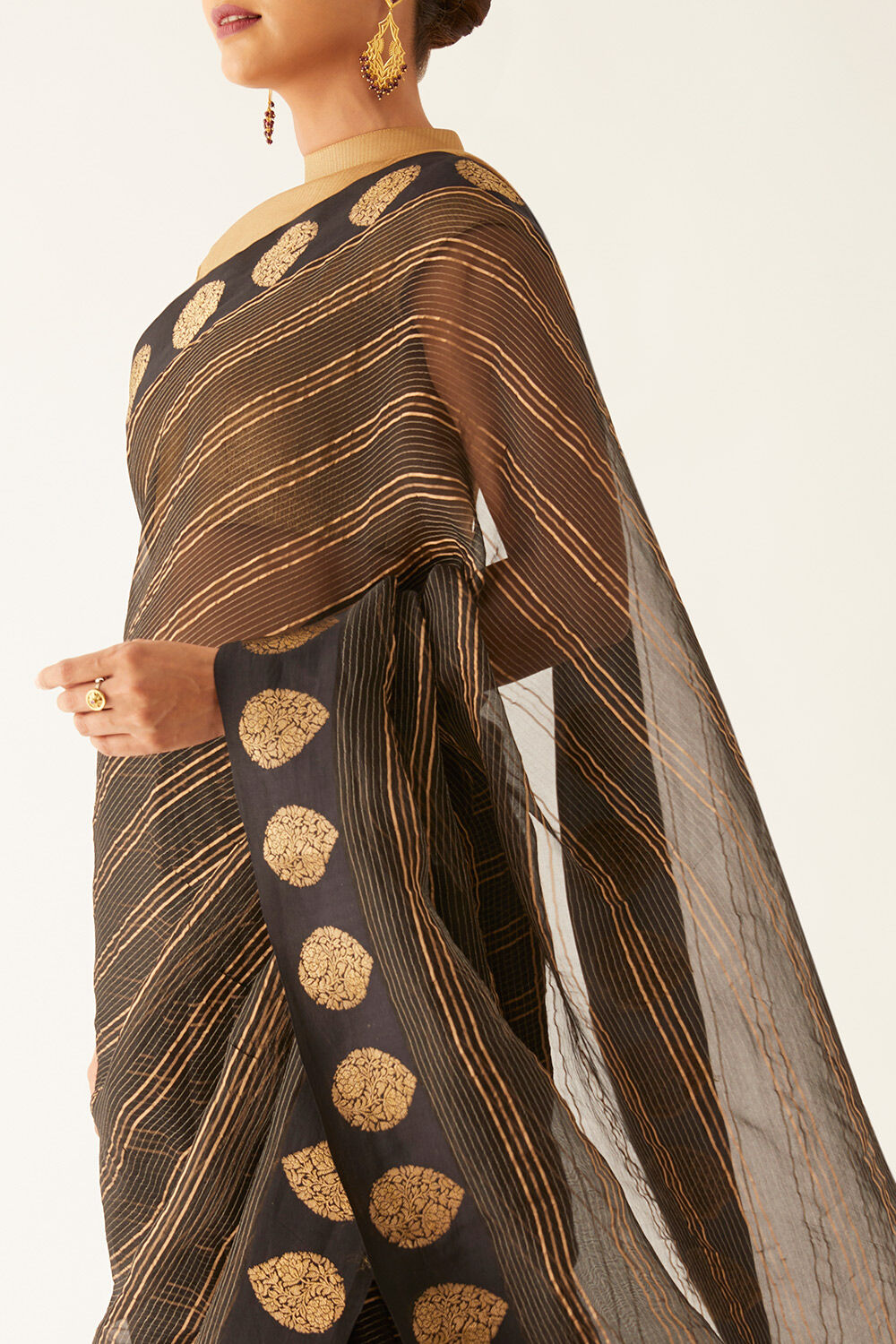 Black Pure Organza Banarasi Saree image number null