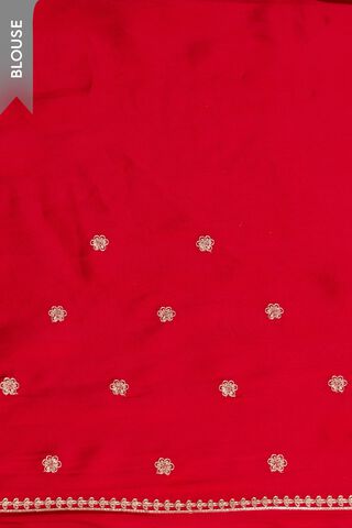 Red  Viscose Satin Embroidered Saree thumbnail image number null