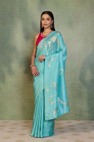 Light Blue Woven Design Viscose Saree thumbnail image number null