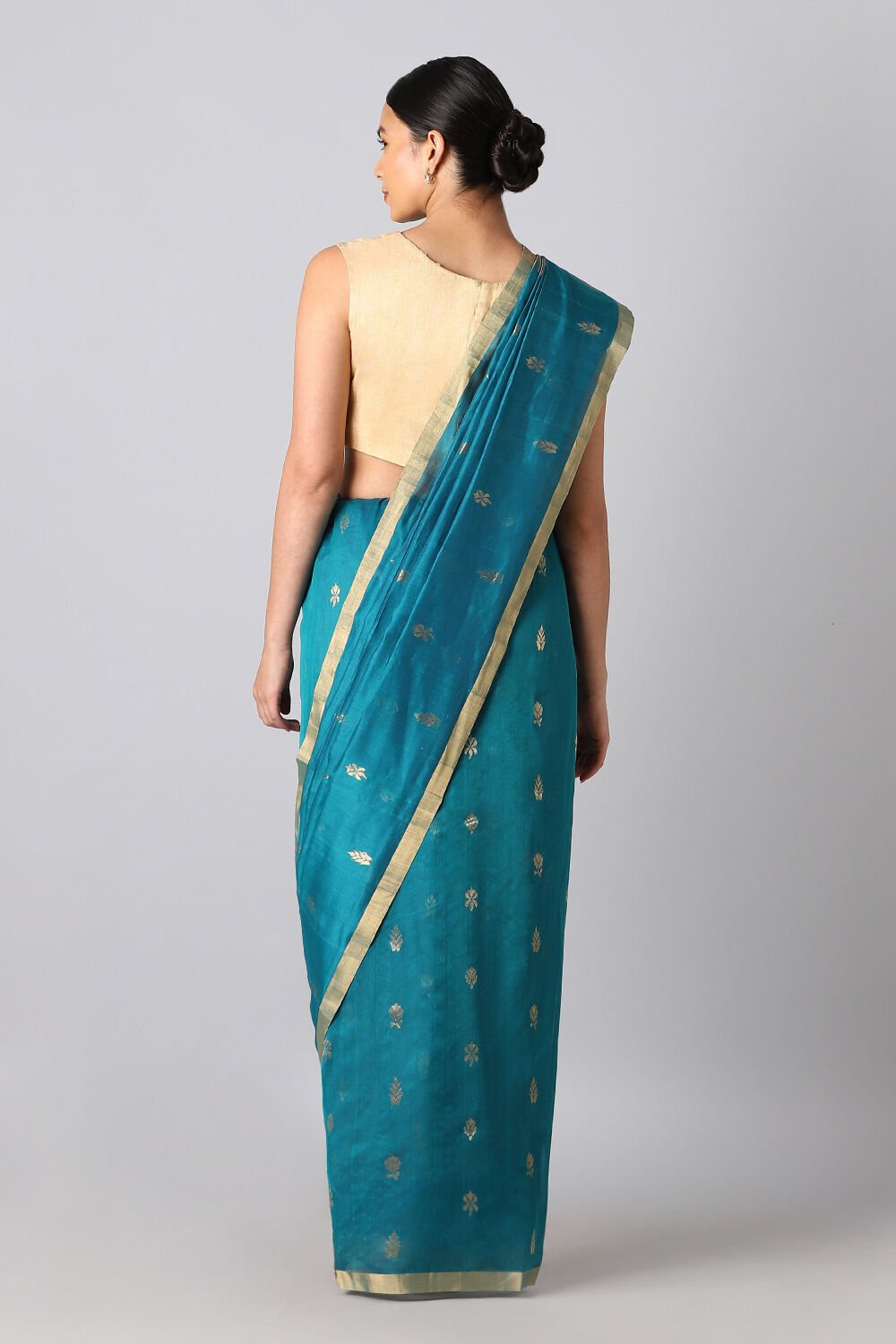 Green Pure Silk Cotton Chanderi Saree image number null