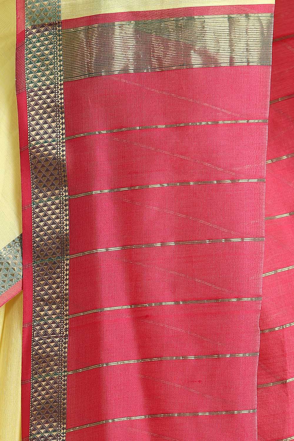 Light Yellow Pure Silk Cotton Maheswari Saree image number null