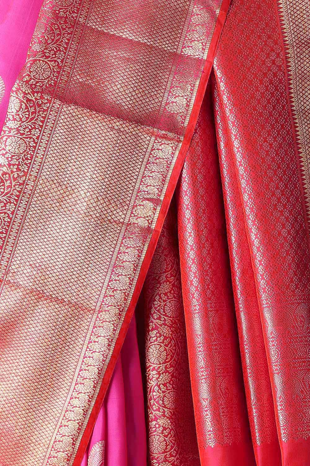 Pink Pure Silk Kanjivaram Saree image number null
