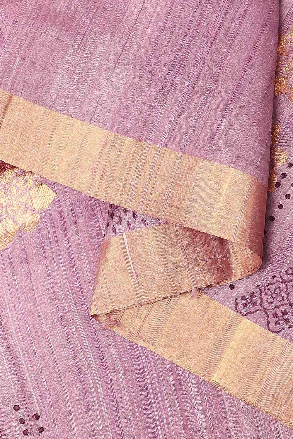 Light Pink Pure Silk Tussar Printed Saree image number null
