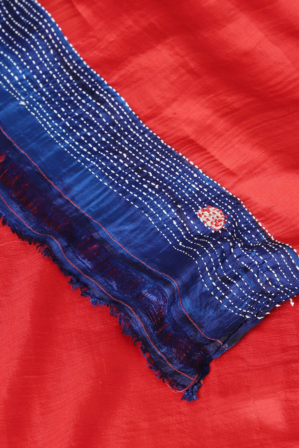 Red Pure Silk Hand Painted Saree image number null