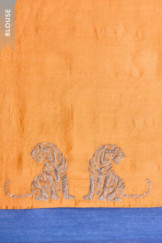 Blue Pure Tussar Silk Embroidered Saree thumbnail image number null