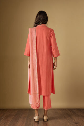 Orange Pure Cotton Embroidered Kurta Set thumbnail image number null