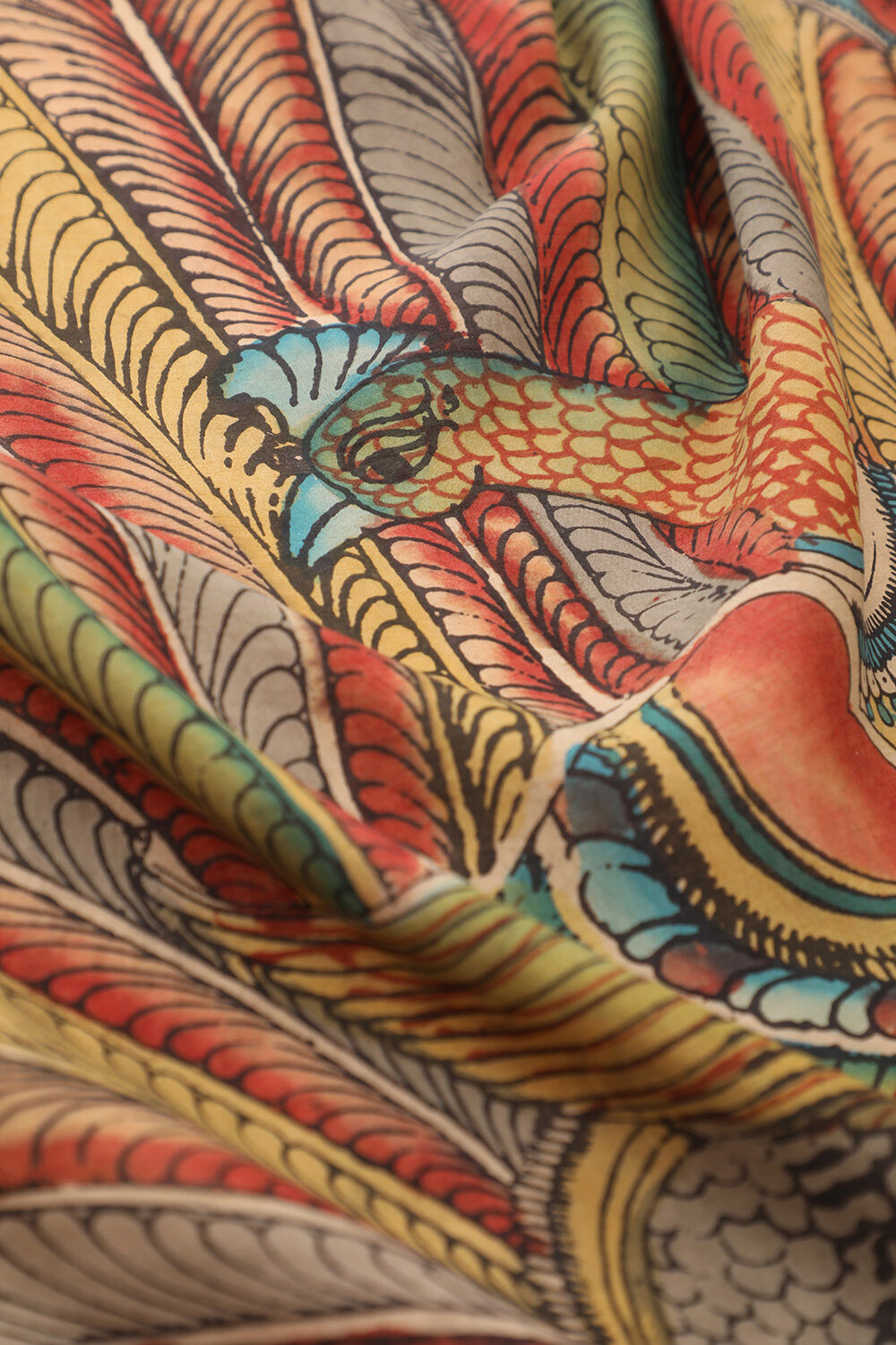 Yellow Srikalahasti Pure Silk Kalamkari Saree image number null