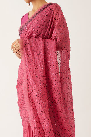 Pink  Organza Viscose Embroidered Saree thumbnail image number null