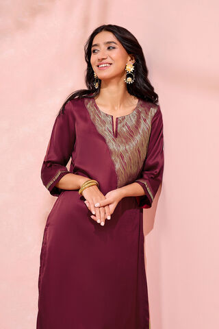 Dark Pink Viscose Brocade Kurta