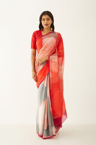 Grey Viscose Crepe Printed Saree thumbnail image number null