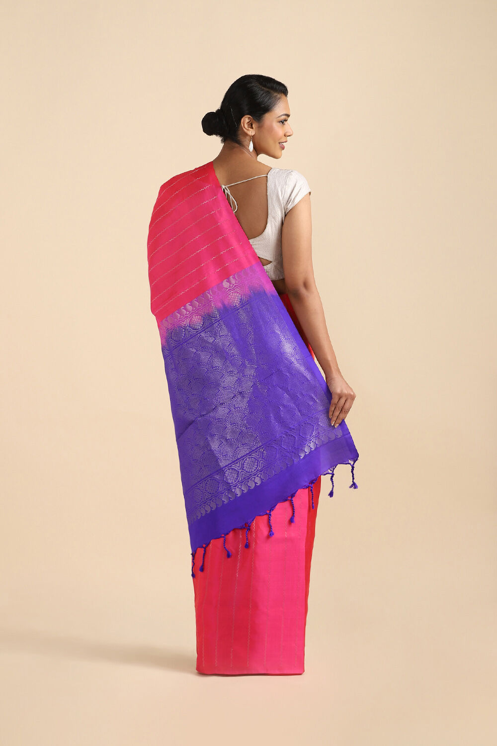 Dark Pink Pure Soft Silk Saree image number null