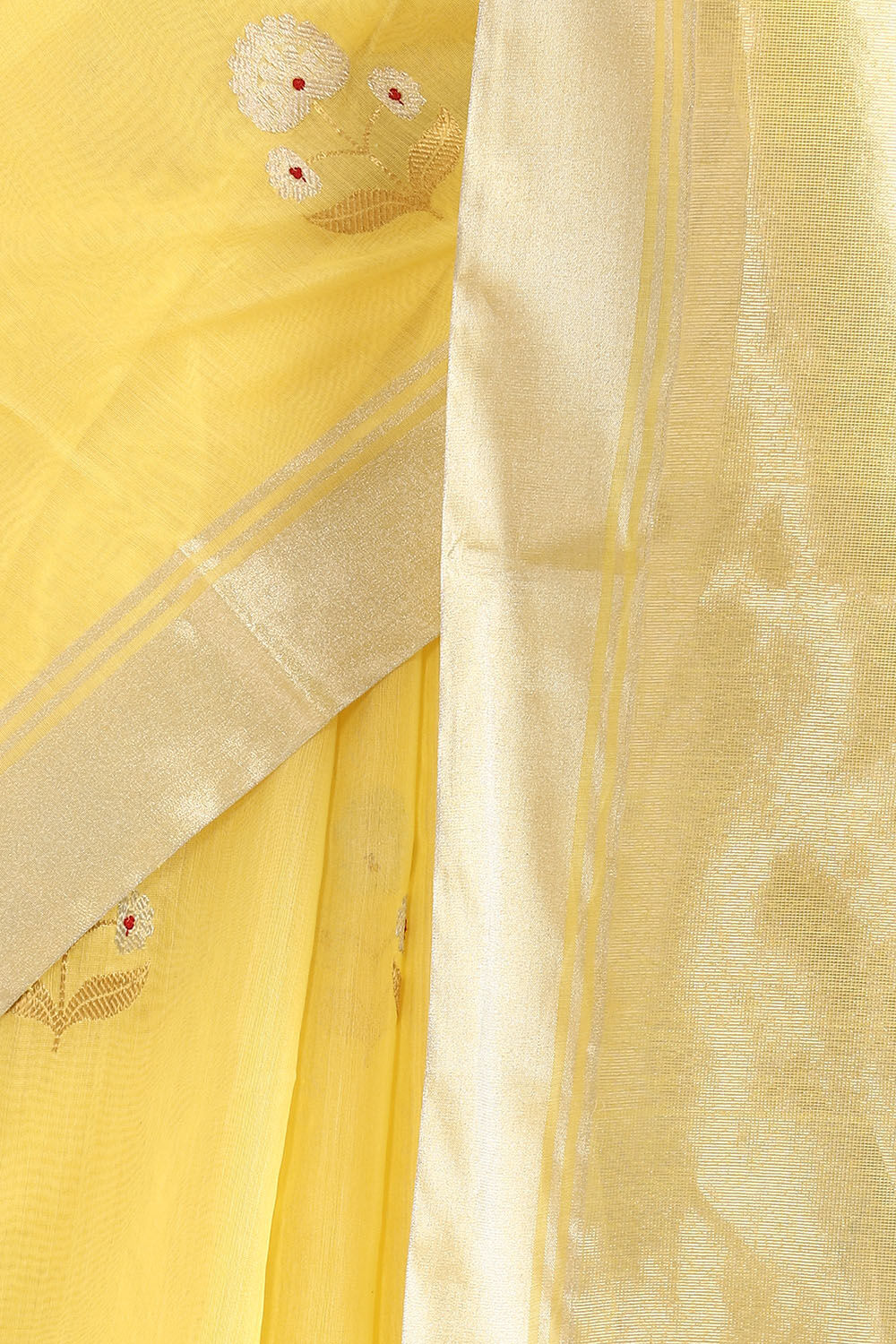 Yellow Pure Silk Cotton Chanderi Saree image number null