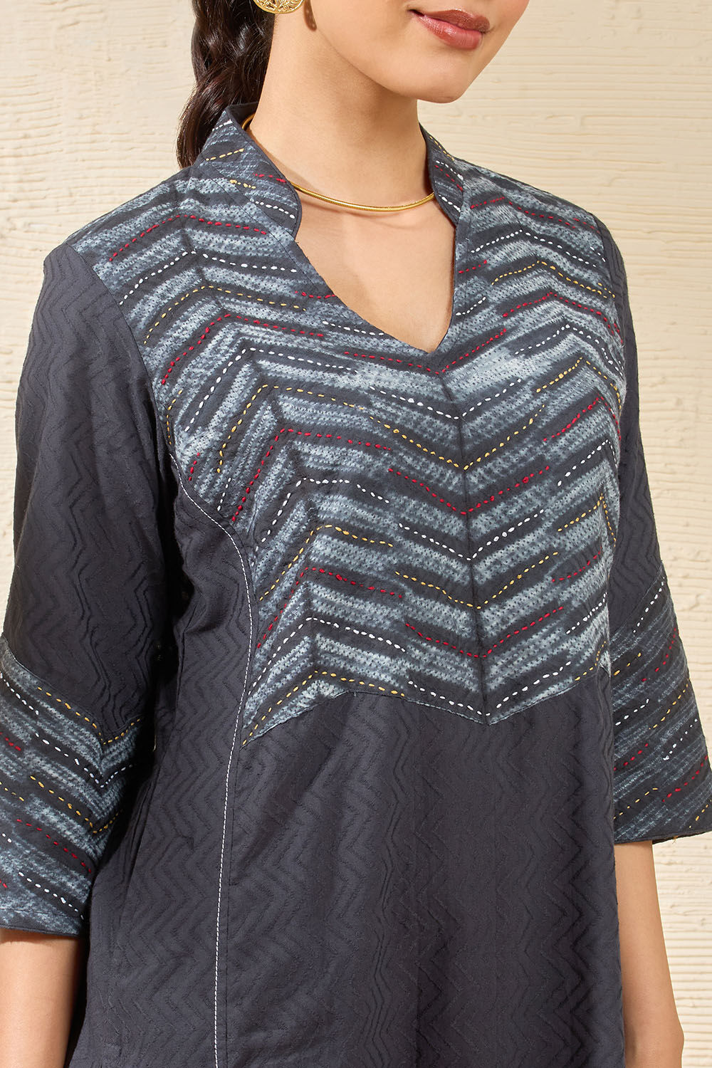 Black Pure Cotton Tie and Dye Shibori Kurta image number null