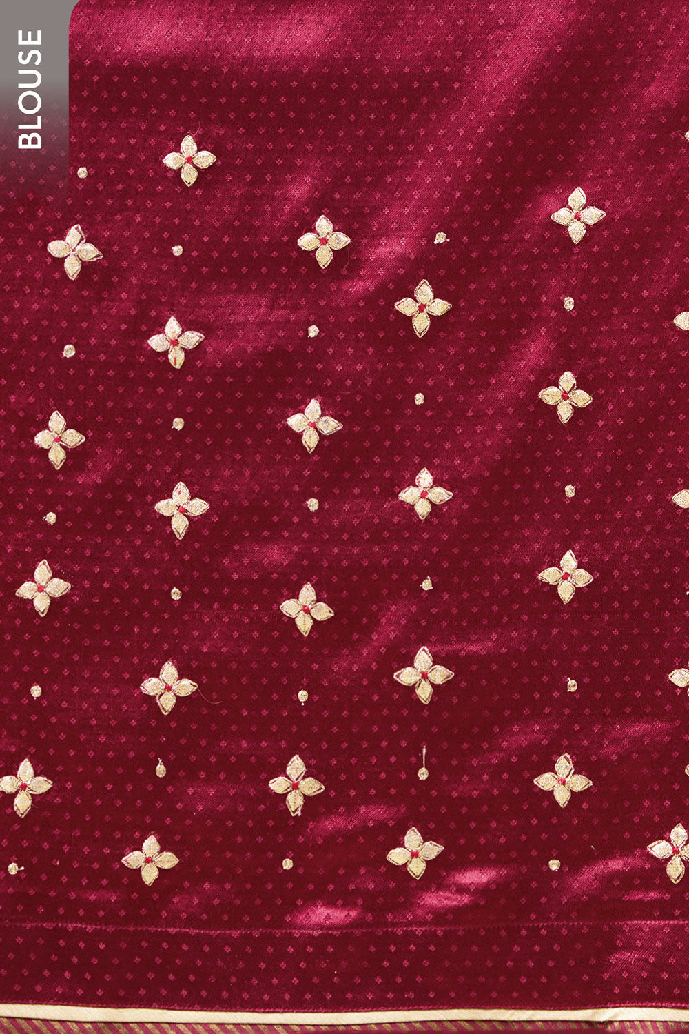 Dark Red Pure Silk Cotton Gota Patti Saree image number null