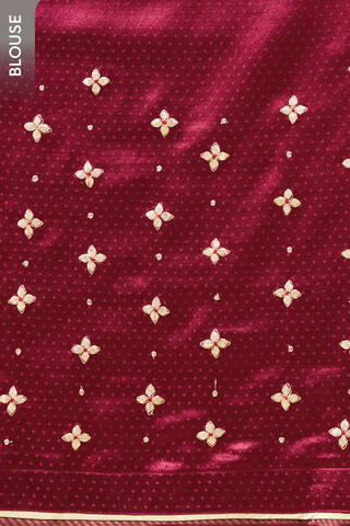 Dark Red Pure Silk Cotton Gota Patti Saree thumbnail image number null
