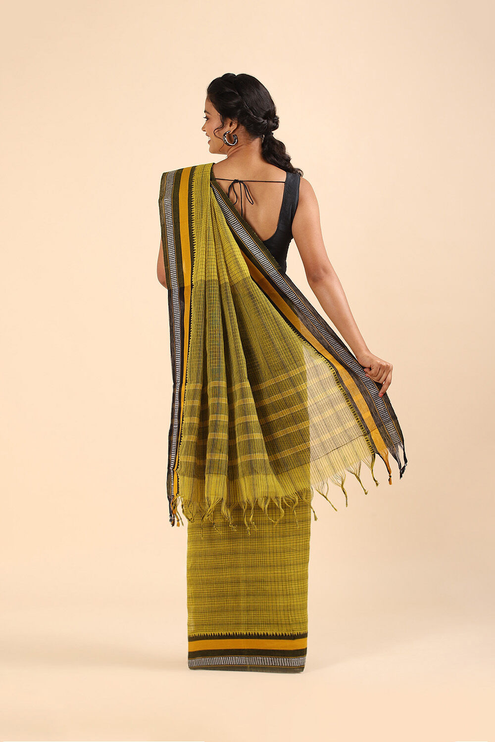 Light Pure Green Cotton Naranyanpet Saree image number null