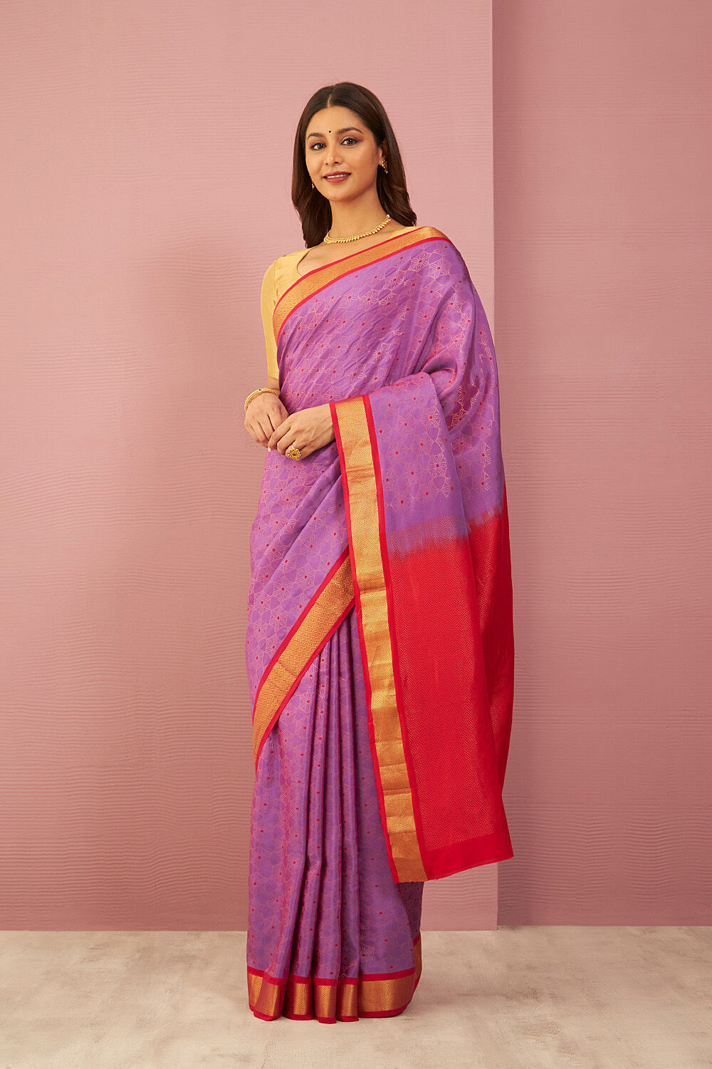 Violet Woven Silk Tencel Saree image number null