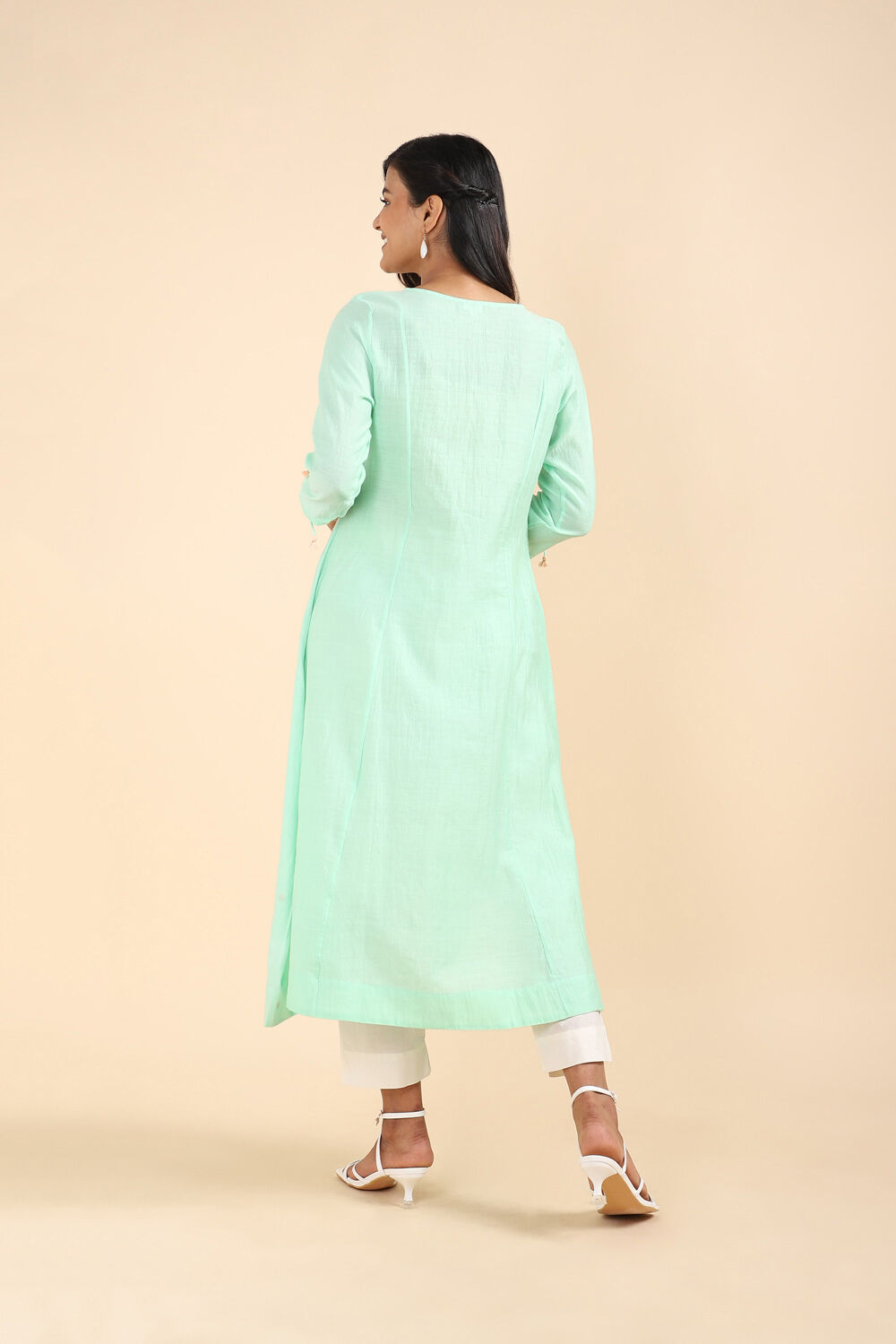 Light Green Silk cotton Jamdani Kurta image number null