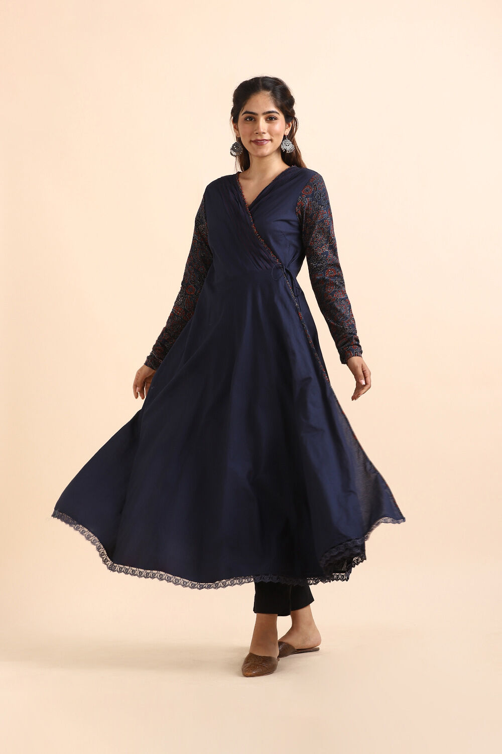 Blue Ajrakh Block Printed Cotton Kurta image number null