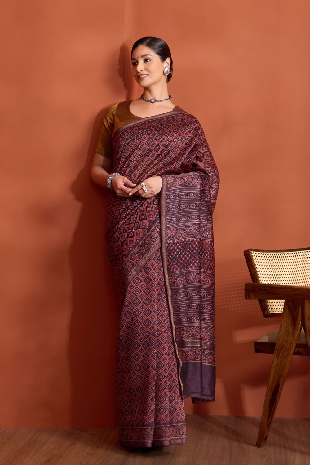 Red Woven Pure Silk Cotton Chanderi Saree image number null