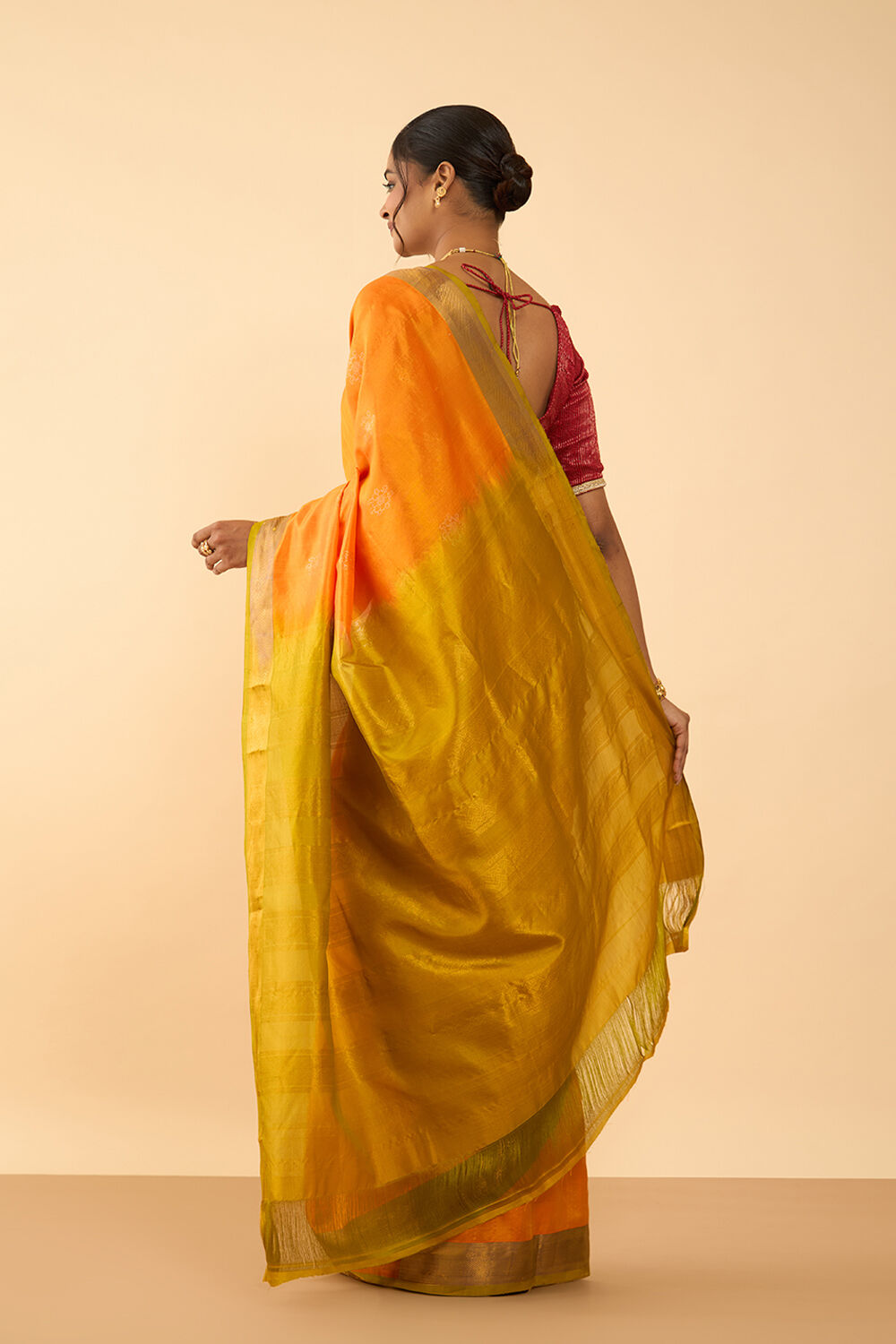 Orange Woven Pure Silk Saree image number null