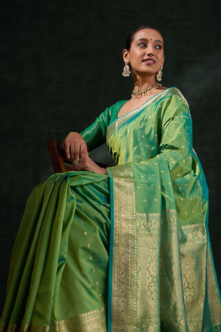 Green Silk Viscose Cutwork Saree