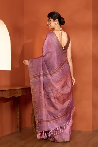 Purple Bhagalpur Woven Pure Tussar Silk Saree thumbnail image number null