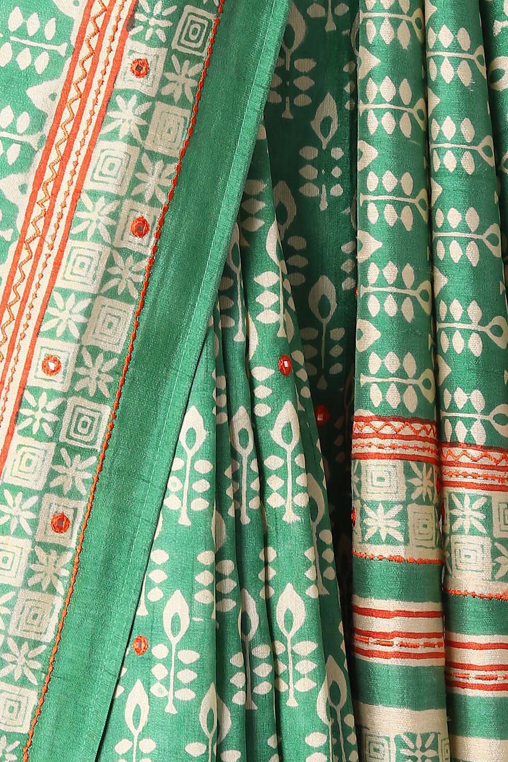 Green Vegan Saree image number null