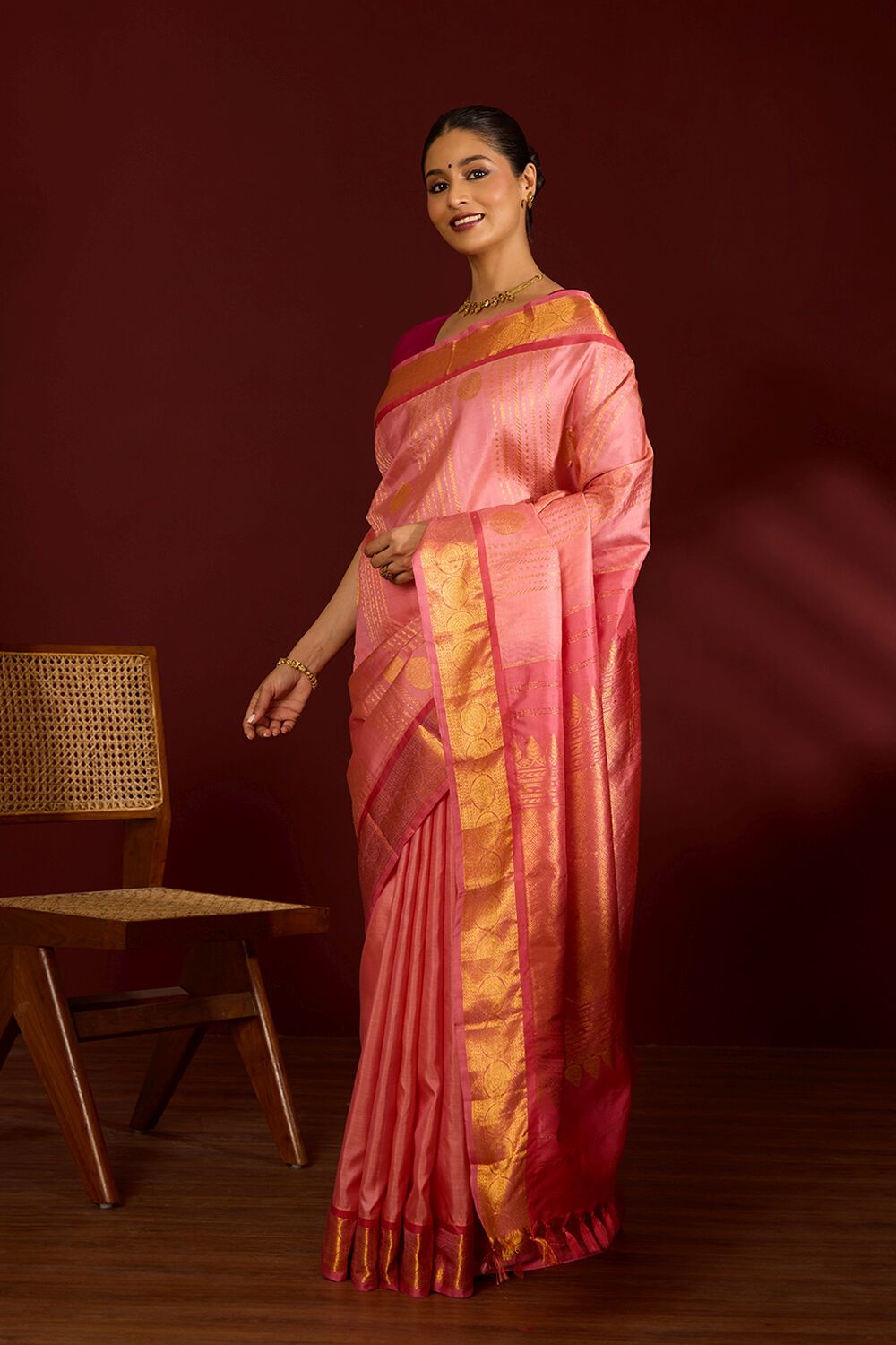 Pink Pure Silk Woven Kanjivaram Saree image number null