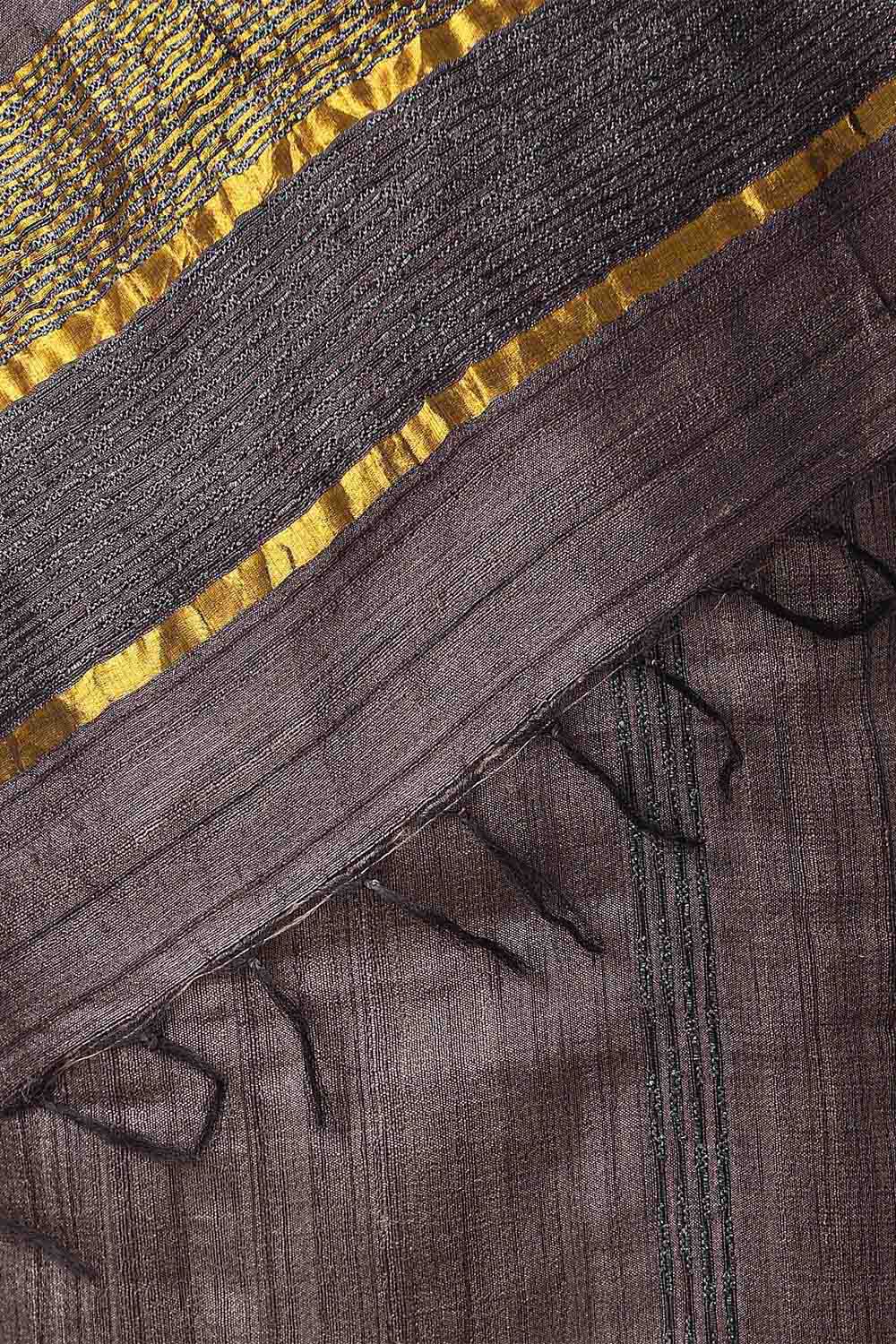 Grey Pure Tussar Silk Bhagalpuri Saree image number null