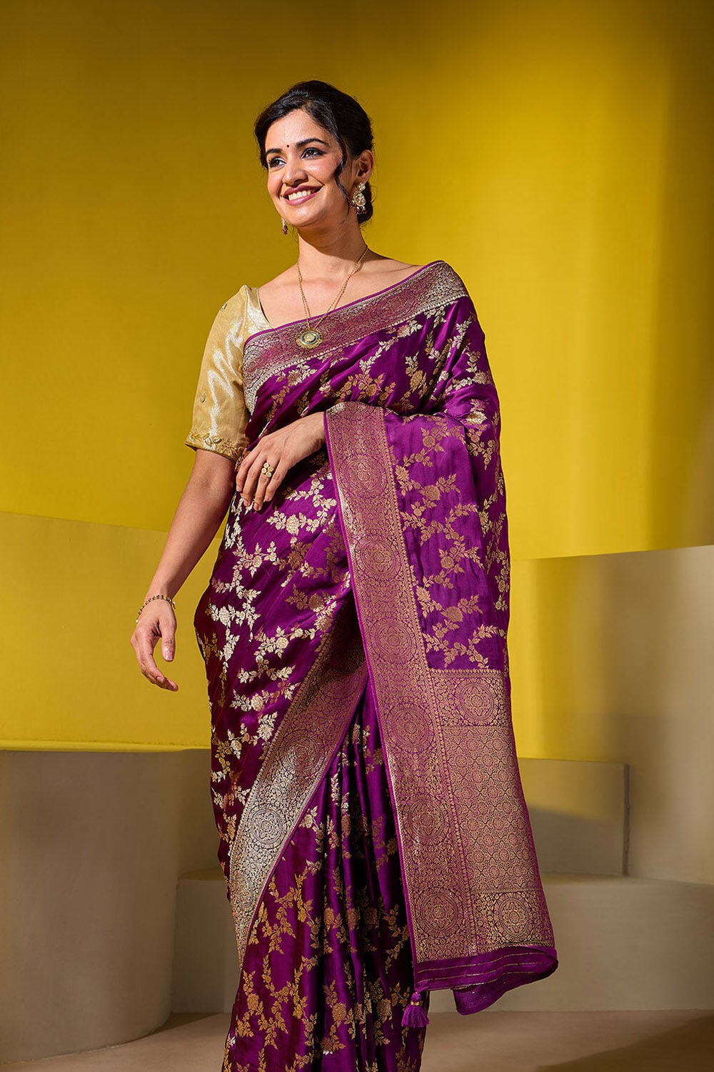 Light Pink Viscose Embroidered Saree