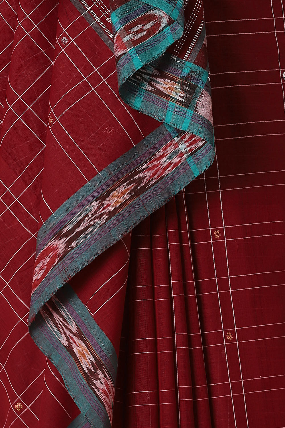 Red Pure Cotton Sambalpuri Ikat Saree image number null