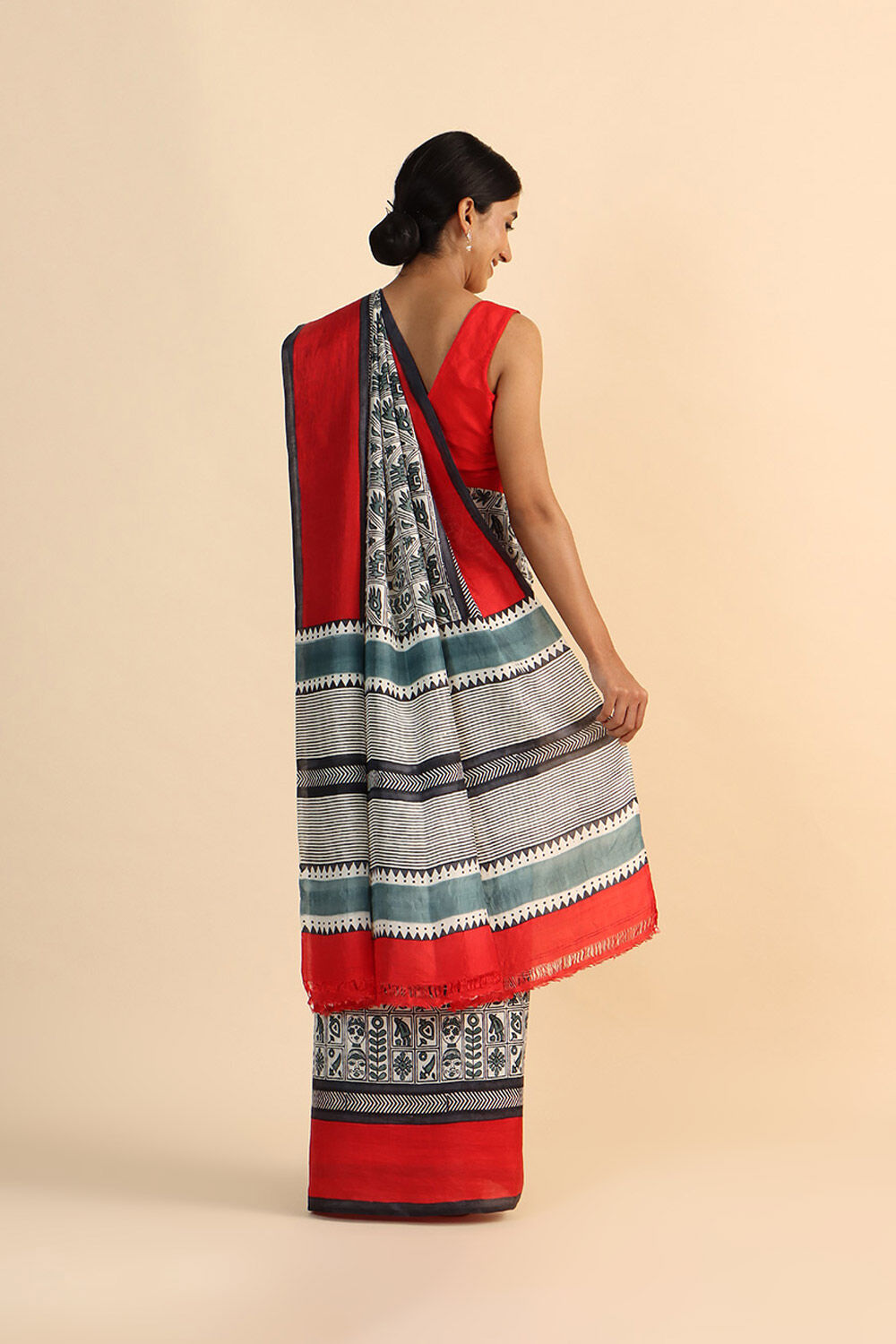 Multicolored Pure Silk Printed Saree image number null