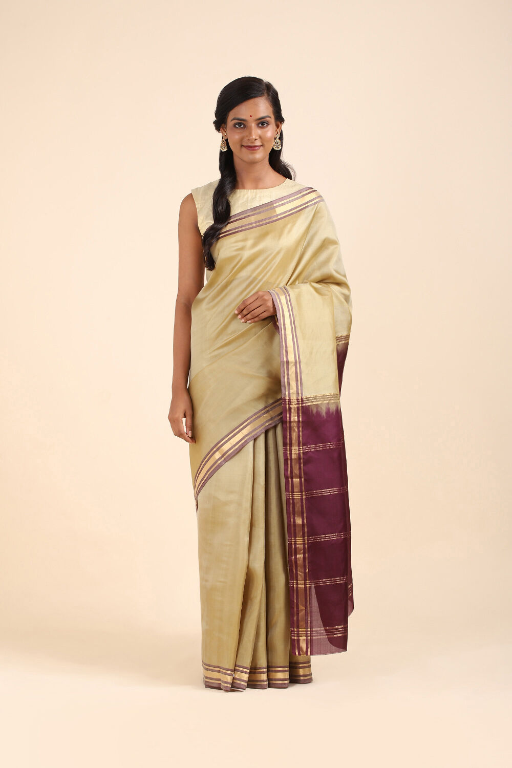 Gold Pure Soft Silk Saree image number null