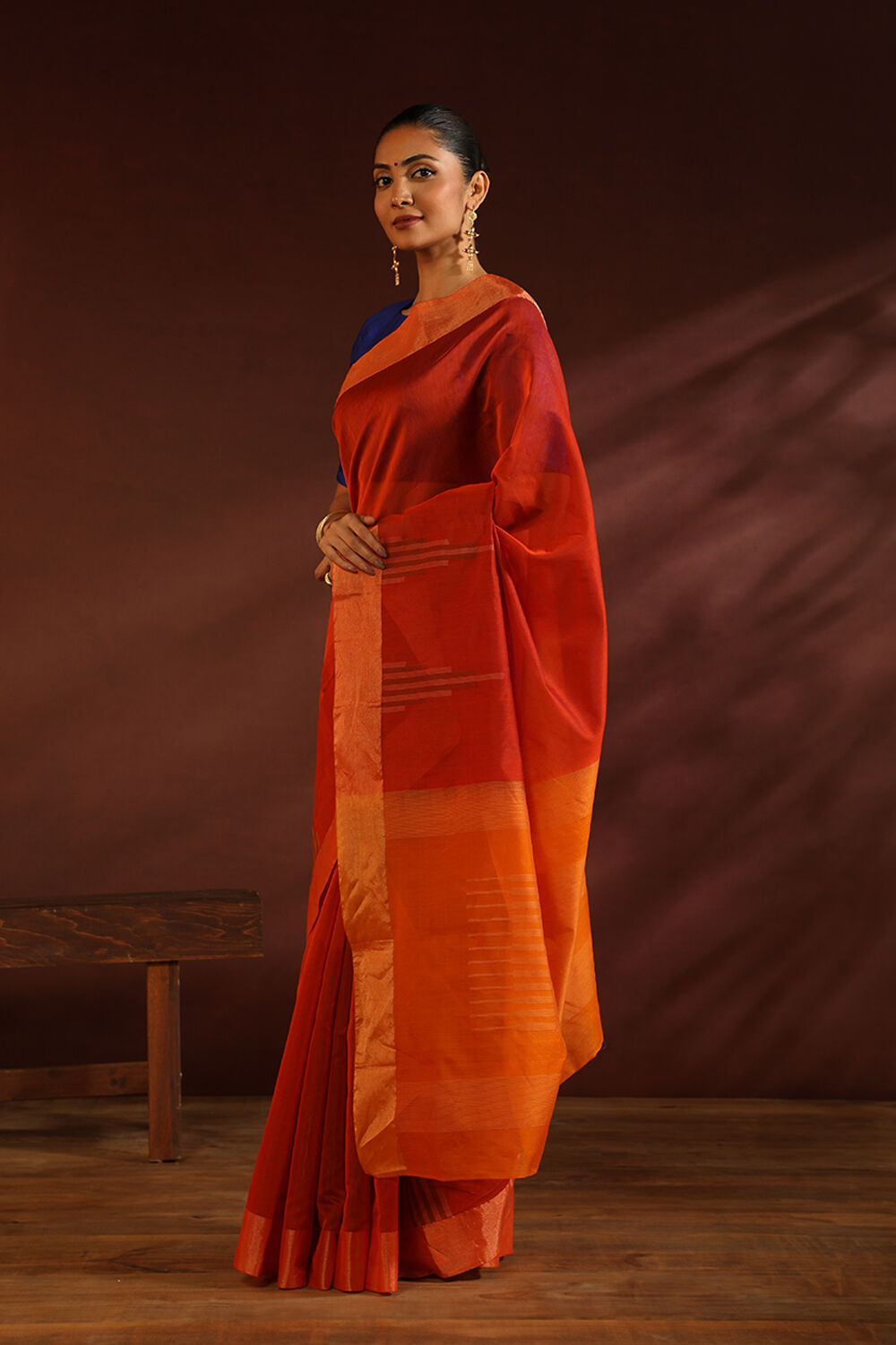 Red South Pure Silk Cotton Woven Saree image number null