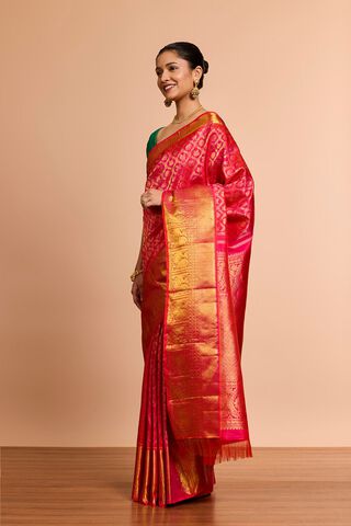 Pink Pure Silk Woven Kanjeevaram Saree thumbnail image number null