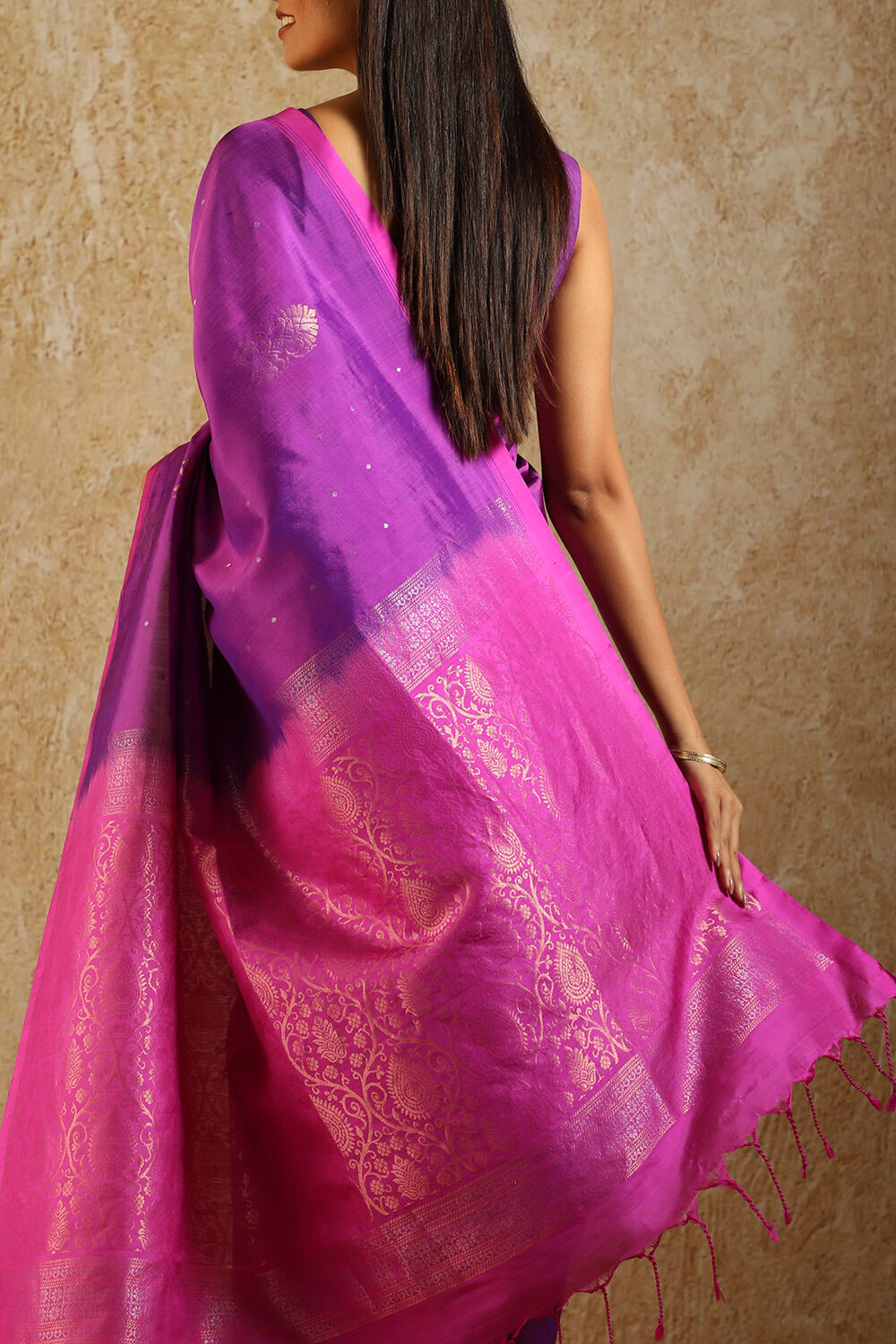 Purple South Pure Silk Woven Saree image number null