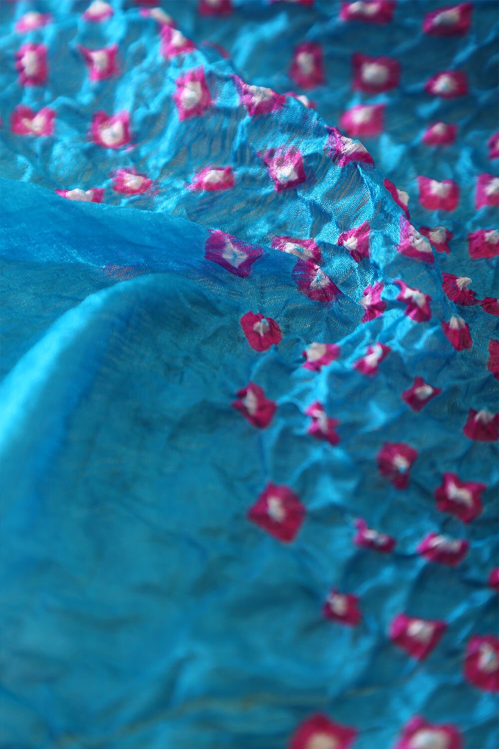 Blue Pure Silk Bandhni Stole image number null