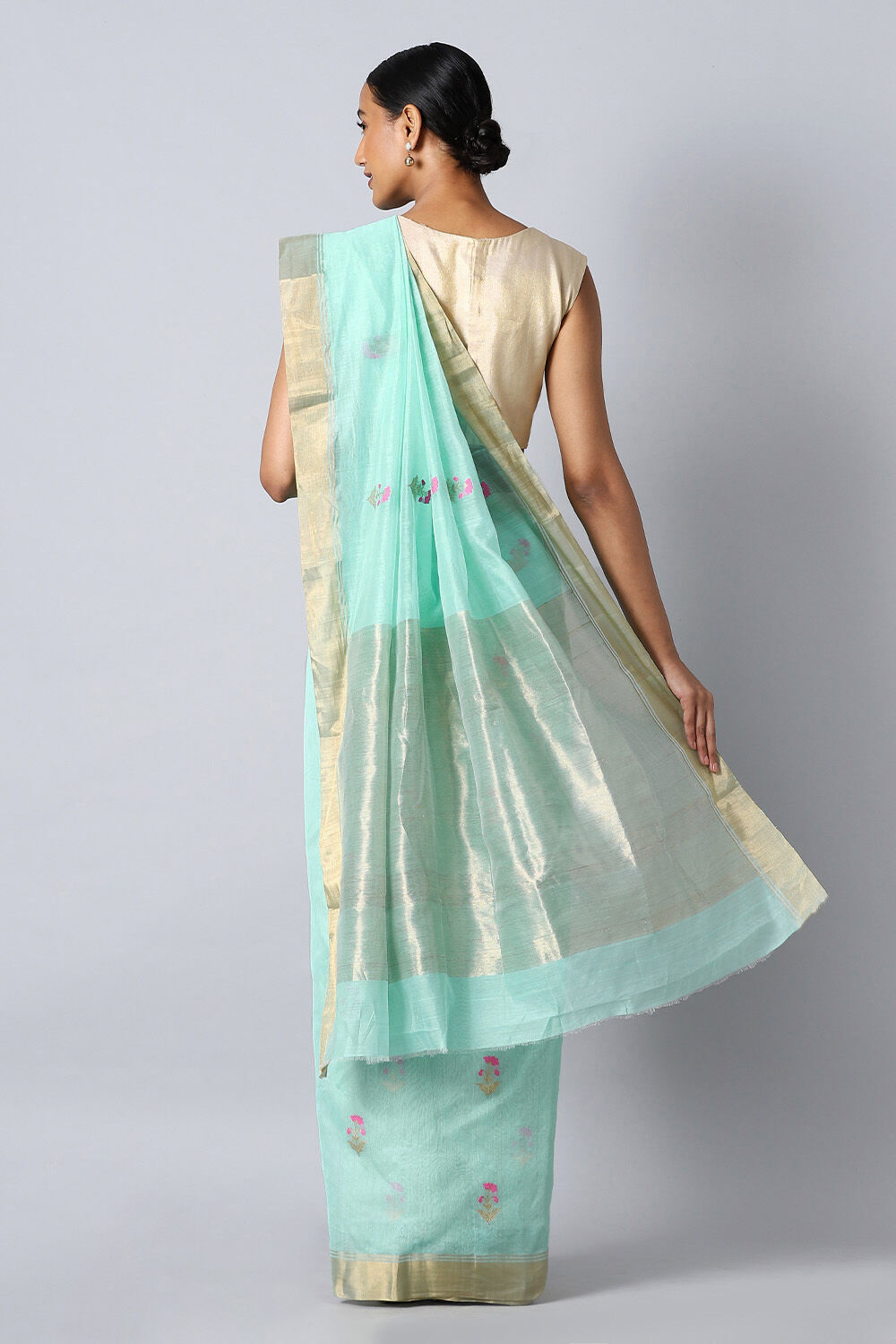 Light Blue Pure Silk Cotton Chanderi Saree image number null
