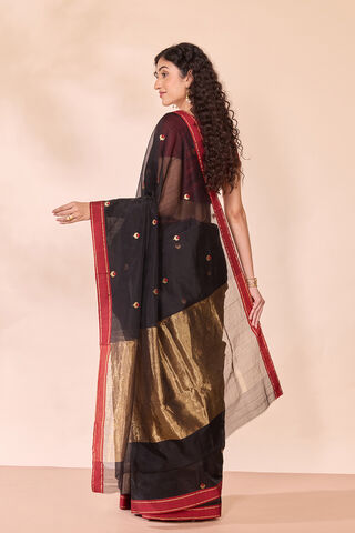 Black Eknaliya Pure Silk Cotton Chanderi Saree thumbnail image number null