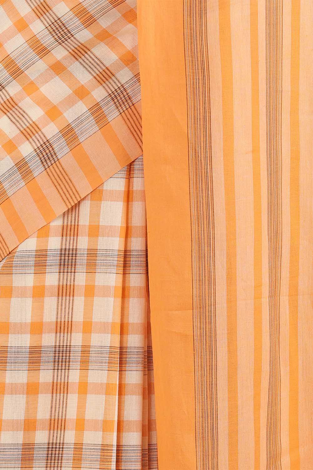 Orange Pure Cotton Bengal Saree image number null