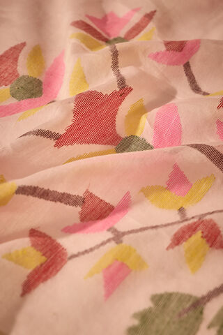 Light Pink Bengal Pure Silk Cotton Jamdani Saree thumbnail image number null