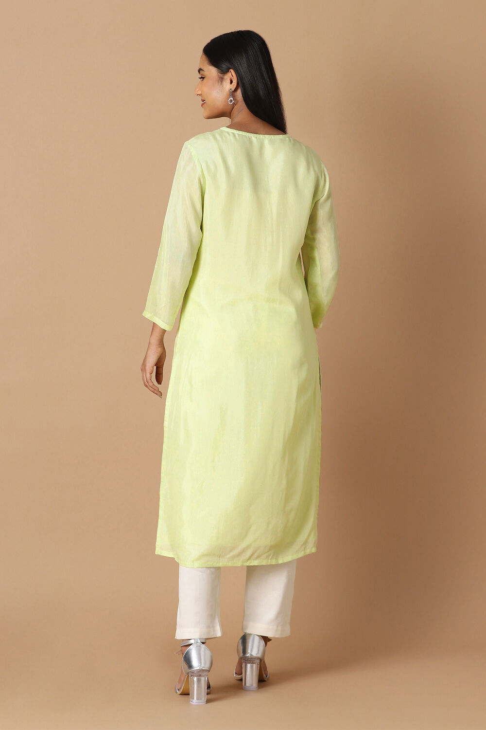 Light Green Embroidered Kurta image number null