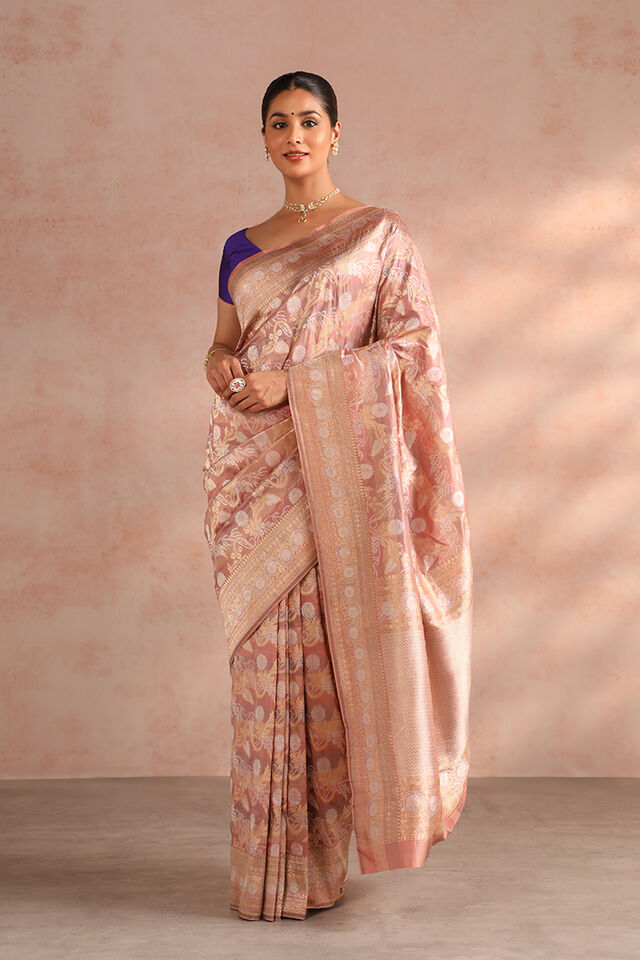 Pink Pure Silk Woven Banarasi Saree