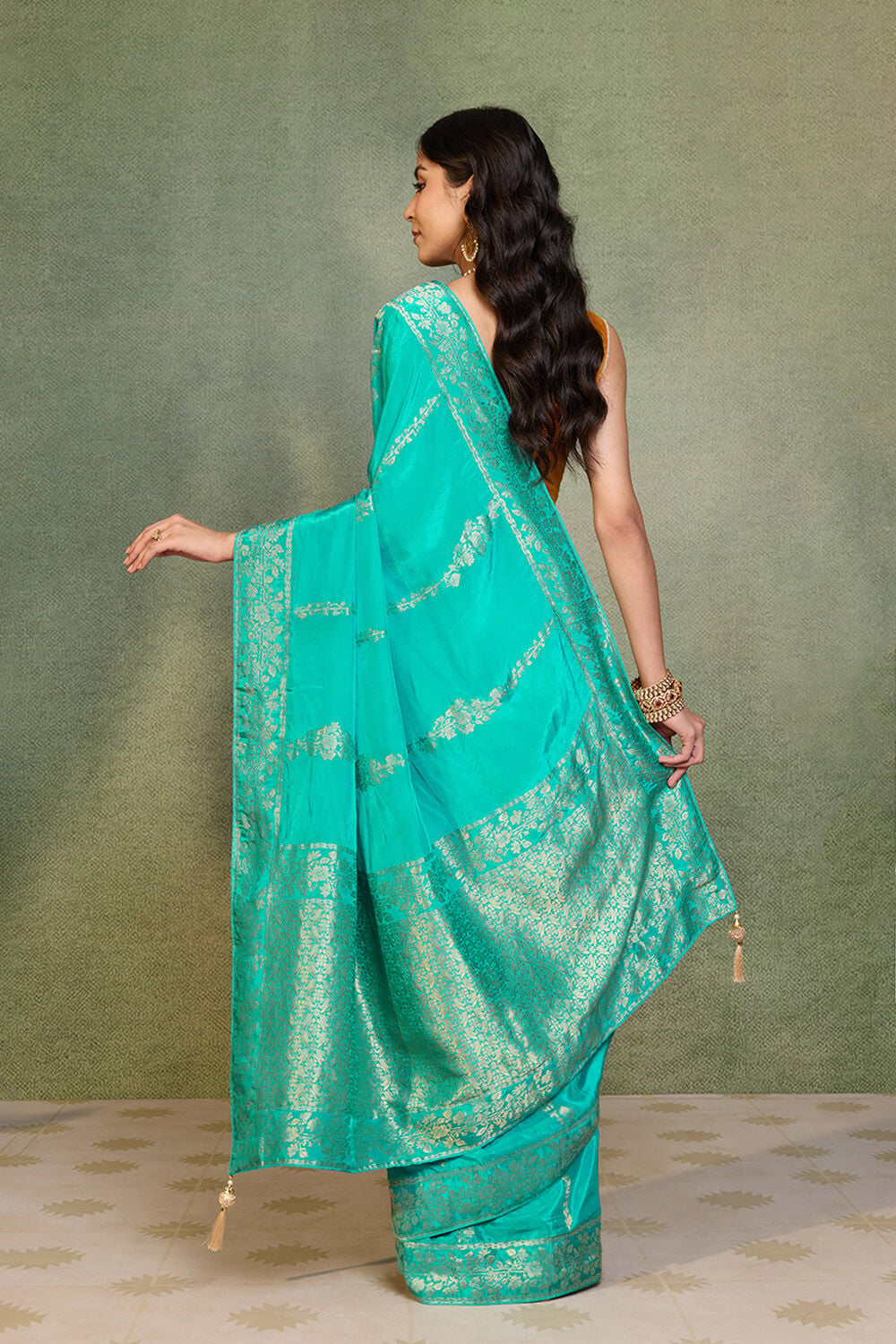 Blue Woven Pure Viscose Saree image number null