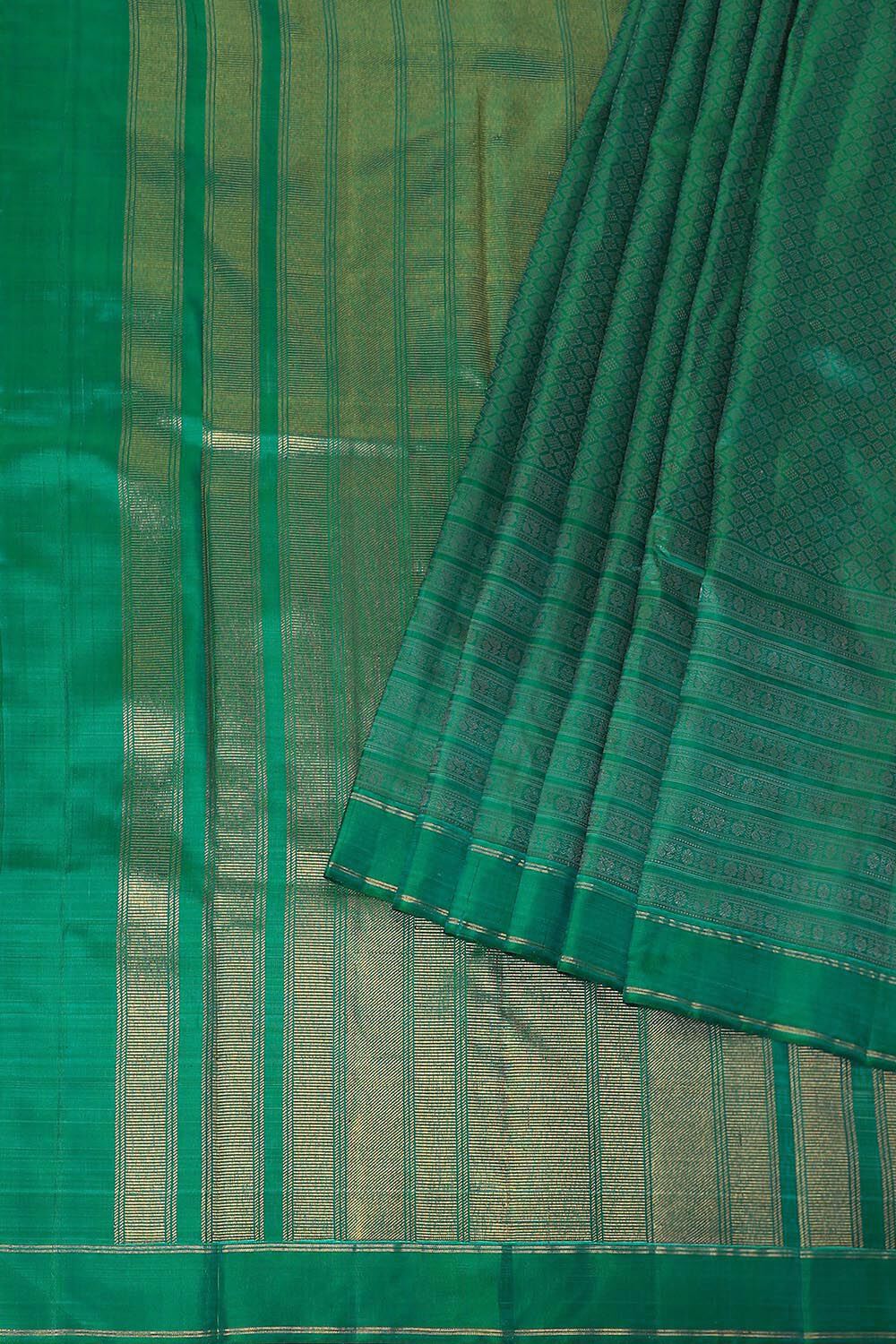 Dark Green Pure Silk Kanjivaram Saree image number null