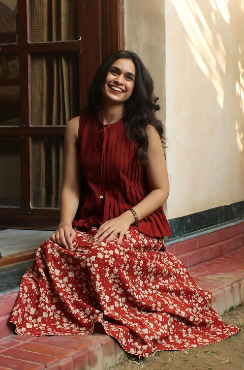 Red Rajasthan Bagru Block Printed Pure Cotton Lehenga