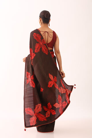 Brown Pure Silk Hand Painted Saree thumbnail image number null
