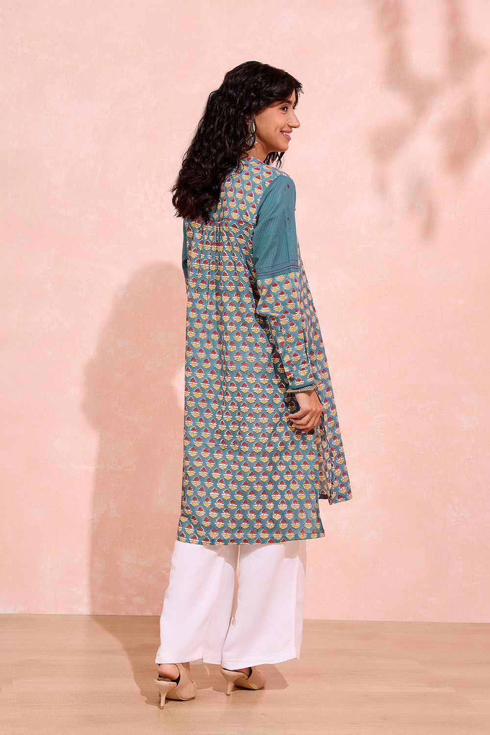 Blue Pure Cotton Printed Sanganeri Kurta image number null