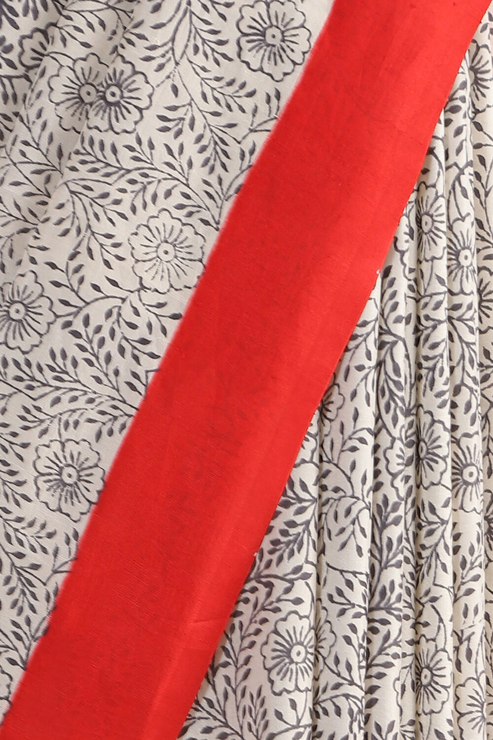 Grey Hand Blockprinted Pure Silk Saree image number null